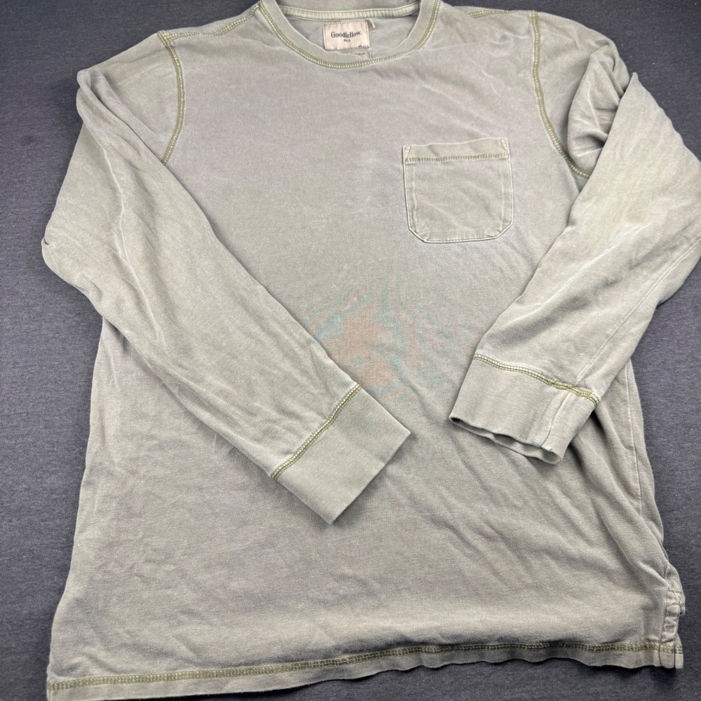 Goodfellow & Co Mens Long Sleeve Pocket T Shirt Green Size M Standard Fit
